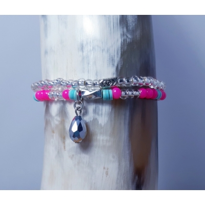 armbanden setje in fel roze en zilver armbanden setje in fel roze en zilver